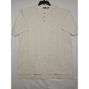 Van Heusen Henley Shirt Men's XL‎ Cream Heather Short Sleeve